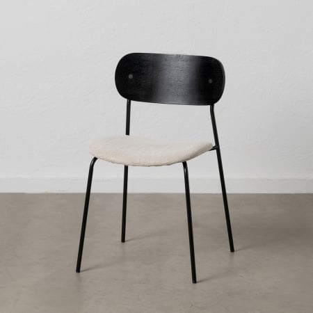 Scaune HORECA - Set scaune alb-negru stofa si metal|Scaune moderne pentru decor contemporan