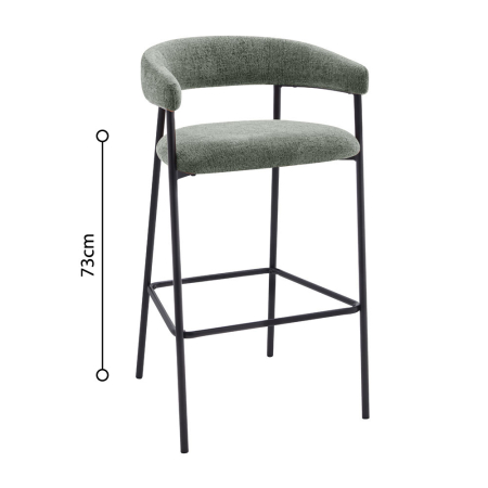 Mobilier - Set de 4 scaune de bar din stofă verde oliv cu cadru negru
