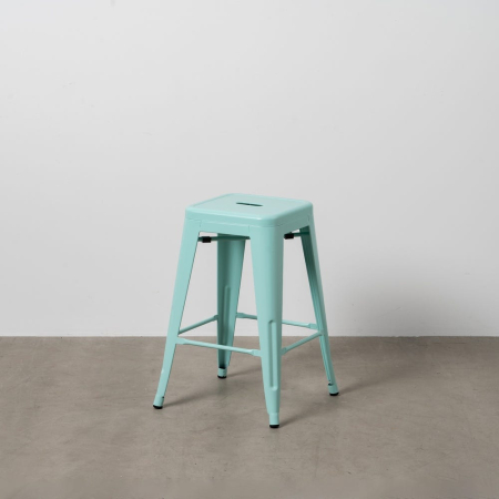 Scaune - Set de 4 scaune de bar din metal turcoaz în stil industrial