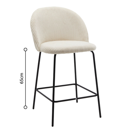 Mobilier - Set de 4 scaune de bar din stofă reiată crem cu spătar rotunjit