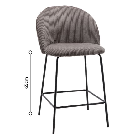 Mobilier - Set de 4 scaune de bar din stofă reiată gri cu cadru negru
