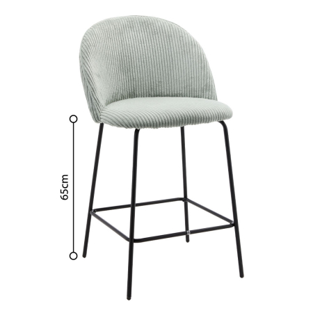 Mobilier - Set de 4 scaune de bar din stofă reiată verde deschis