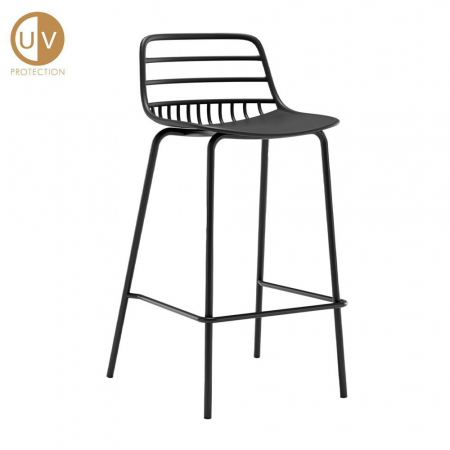 Scaune Bar Exterior - Scaune de bar negre Candy din PP și metal cu protecție UV