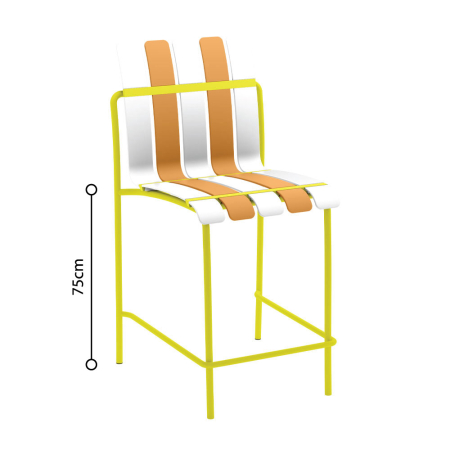 Mobilier Gradina in Stil Contemporan - Set de 4 scaune de bar stivuibile din polipropilenă albă și portocalie