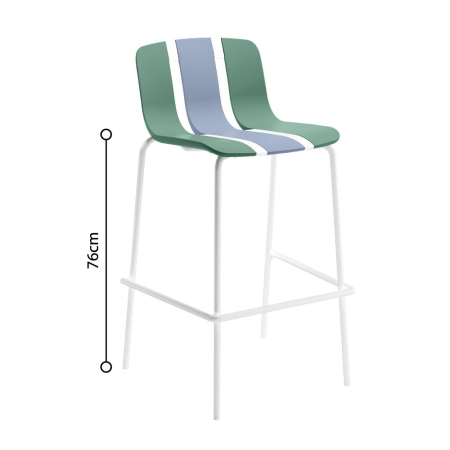 Mobilier Gradina in Stil Eclectic - Set de 4 scaune de bar stivuibile din polipropilenă verde și albastră