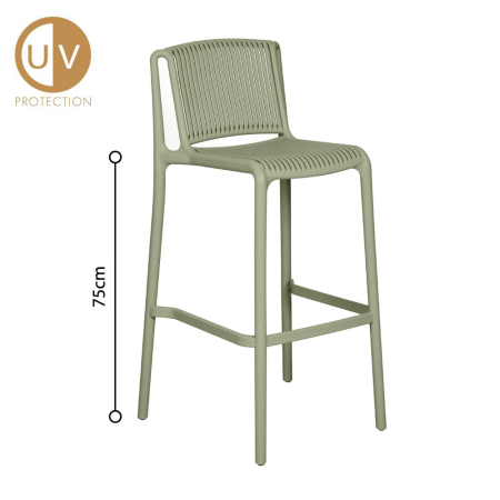 Mobilier Gradina in Stil Scandinav - Set de 4 scaune de bar stivuibile din polipropilenă verde