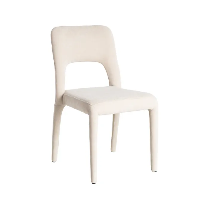 Set de 4 scaune de dining crem din stofă cu structură metalică [1]