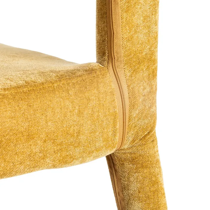 Set de 4 scaune de dining muștar din stofă cu structură metalică [6]