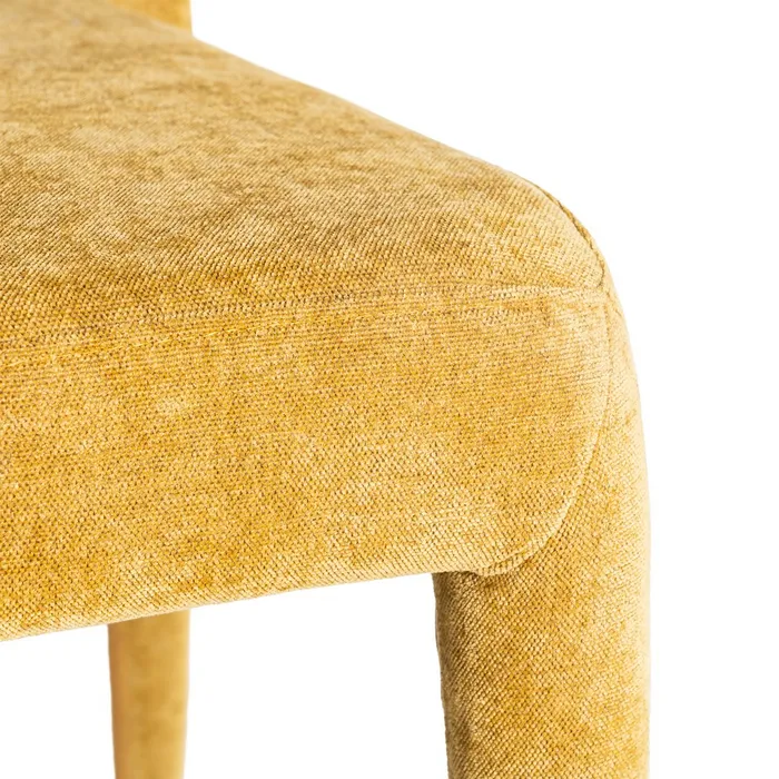 Set de 4 scaune de dining muștar din stofă cu structură metalică [8]