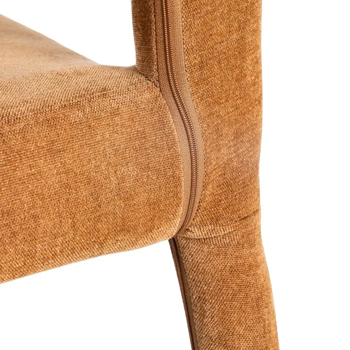 Set de 4 scaune de dining portocalii din stofă cu structură metalică [6]