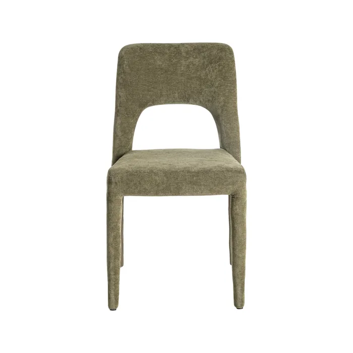 Set de 4 scaune de dining verzi din stofă cu structură metalică [2]