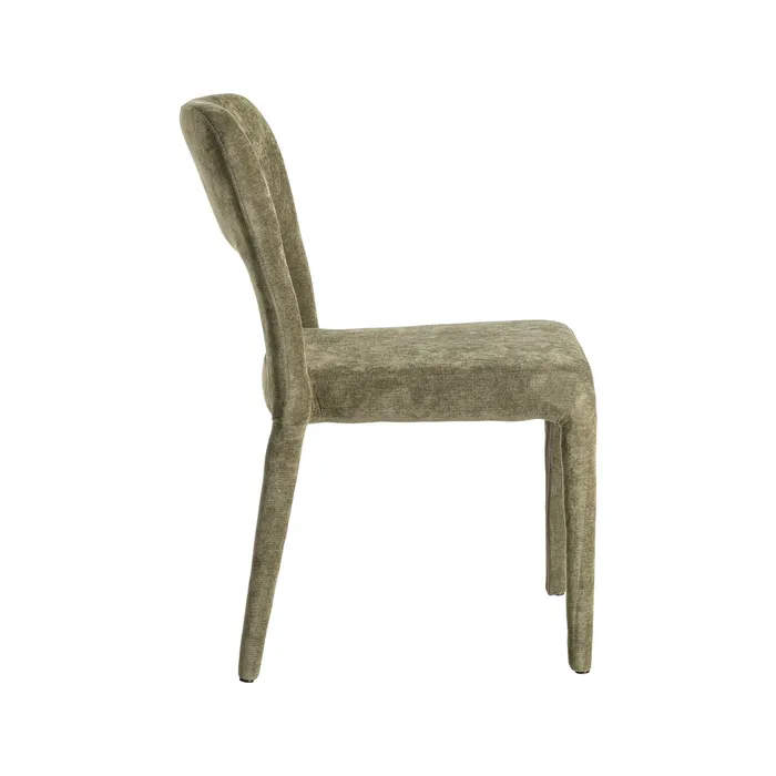 Set de 4 scaune de dining verzi din stofă cu structură metalică [3]