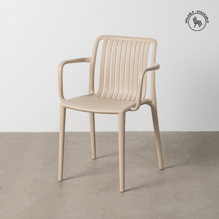 Mobilier Gradina - scaune-bej-stivuibile-polipropilena-modern