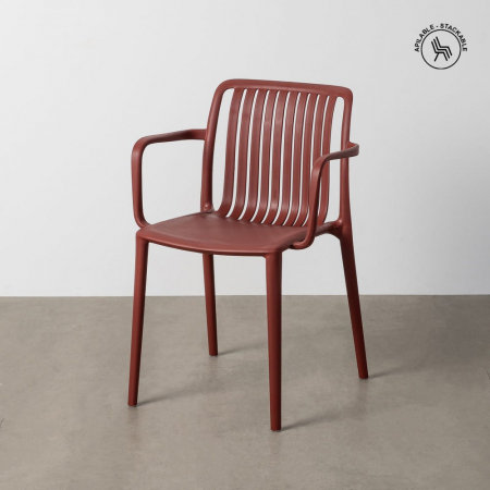 Mobilier Gradina - scaune-rosu-caramiziu-stivuibile-polipropilena-modern