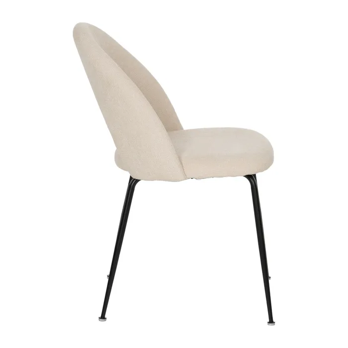 Scaune crem cu tapițerie textilă și picioare negre – set 4 bucăți, design curbat [2]