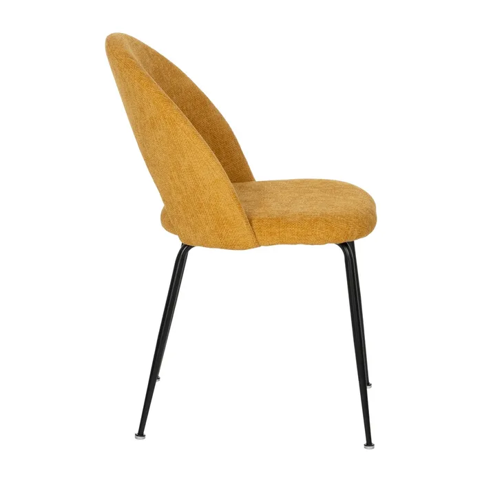Scaune galben muștar cu tapițerie textilă – set 4 bucăți, design curbat [2]