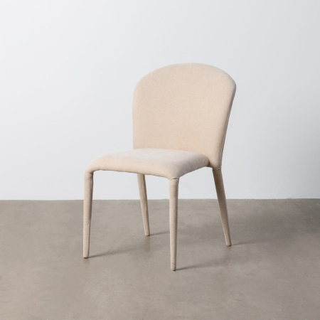 Set de 4 scaune dining crem din stofă cu structură metalică [12]