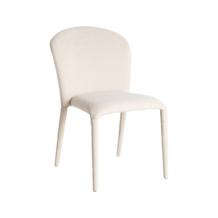 Set de 4 scaune dining crem din stofă cu structură metalică [3]