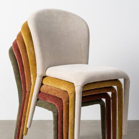 Set de 4 scaune dining roșii din stofă cu structură metalică – imagine principală [13]