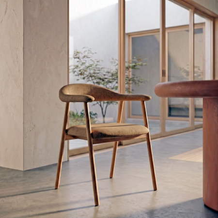 Scandinav - Set de 4 scaune dining și HORECA cu brațe și tapițerie bej