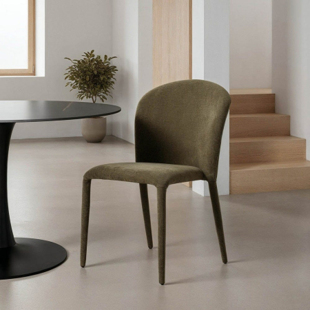 Scaune Stivuibile - Set de 4 scaune dining verzi din stofă cu structură metalică – imagine principală