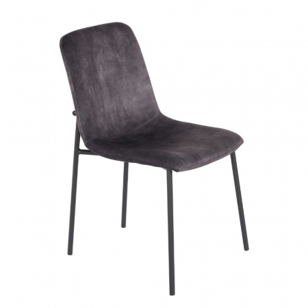 Mobilier - Set scaune gri Brick cu catifea luxoasă și picioare metalice negre