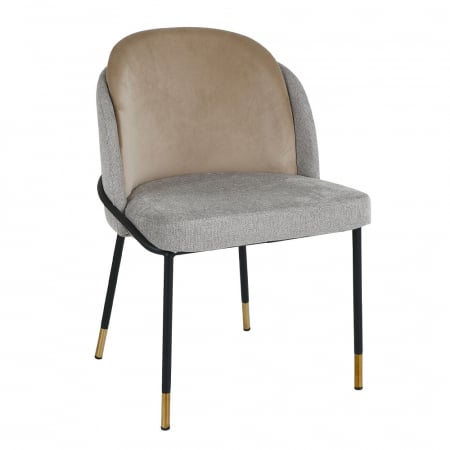 Scaune in Stil Contemporan - Set scaune gri deschis Aston cu tapițerie dublă și picioare metalice negre