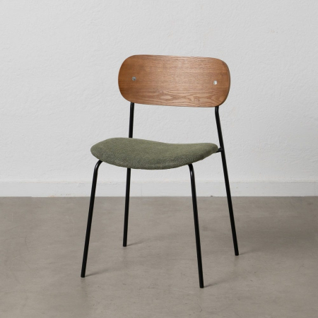 Scaune in Stil Modern - Set scaune maro-verde stofa si metal|Scaune moderne pentru interioare elegante