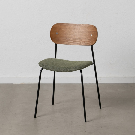 Scaune Dining - Set scaune maro-verde stofa si metal|Scaune moderne pentru interioare elegante