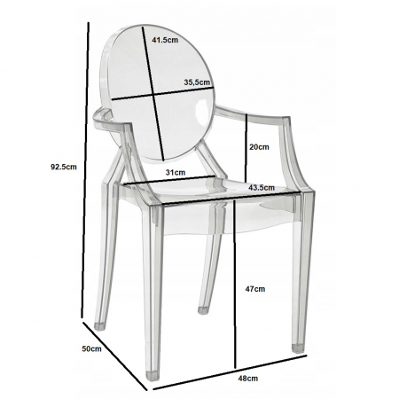 Set de 4 scaune transparente Garde 48x50x92.5 [1]