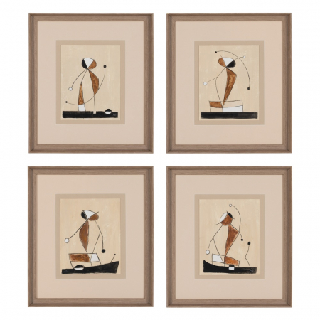 Decoratiuni perete - Tablouri abstracte pictate manual pentru decor subtil|Set decorativ pentru spatii interioare