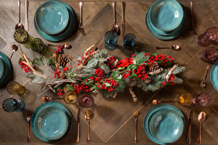 Set farfurii desert shabby chic Irenka ceramica albastra|Farfurii decorative elegante [3]