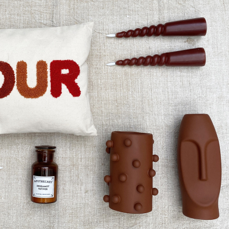 Set de 6 lumânări LED tip pilon torsadate din ceară naturală culoare maro 5.5 x 5.5 x 24.5 cm [2]