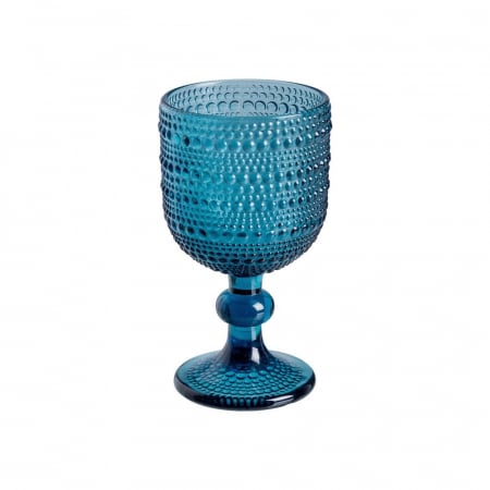 Pahare si cani - Set de 6 pahare de vin albastre din sticlă cu model embosat 240 ml