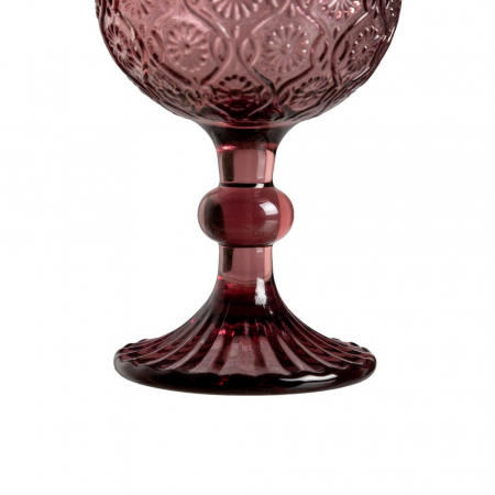 Set de 6 pahare de vin roz din sticlă cu model floral embosat 340 ml [2]