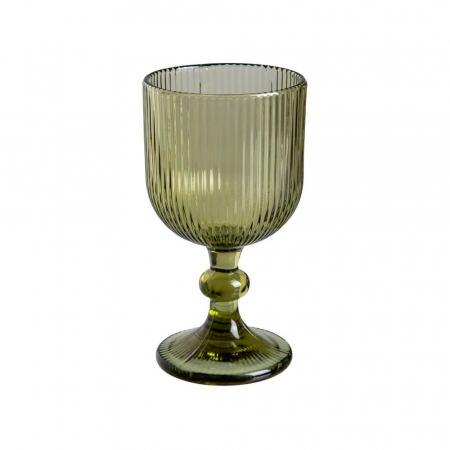 Pahare si cani - Set de 6 pahare de vin verzi din sticlă canelată 360 ml