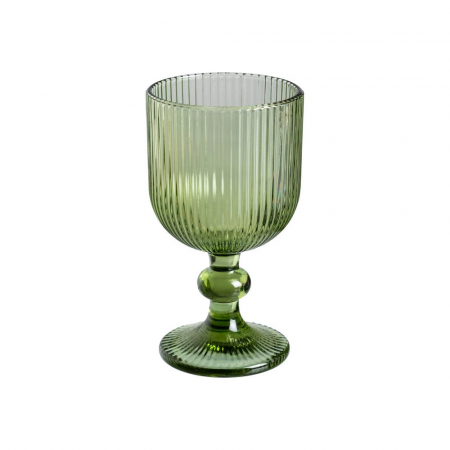 Pahare si cani - Set de 6 pahare de vin verzi din sticlă cu picior texturat 250 ml