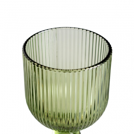 Set de 6 pahare de vin verzi din sticlă cu picior texturat 250 ml [3]