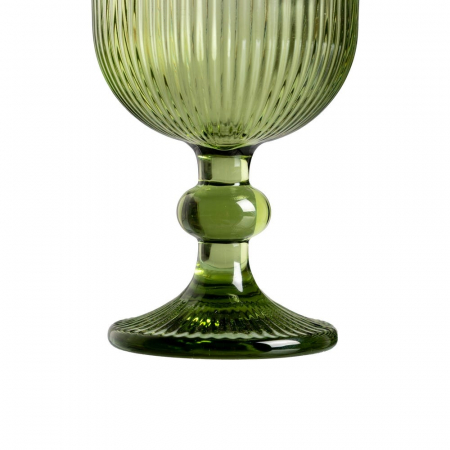 Set de 6 pahare de vin verzi din sticlă cu picior texturat 250 ml [2]
