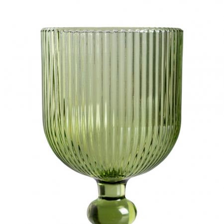 Set de 6 pahare de vin verzi din sticlă cu picior texturat 250 ml [1]