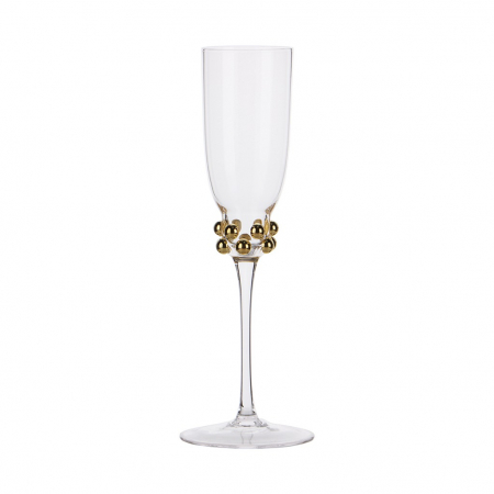 Pahare si cani - Pahare champagne din sticlă cu accente aurii pentru evenimente elegante