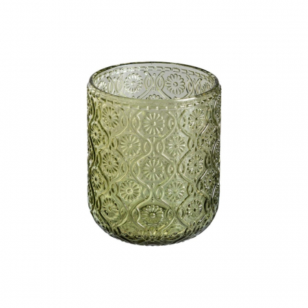 Pahare si cani - Set de 6 pahare verzi din sticlă cu model floral embosat 260 ml