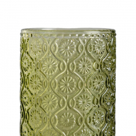 Set de 6 pahare verzi înalte din sticlă cu model floral embosat 400 ml [1]