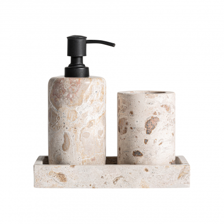 Accesorii baie - Set accesorii baie marmura maro|Accesorii elegante