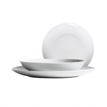 Servirea mesei - Set masa Art Deco alb|Portelan 18 piese|Vesela eleganta