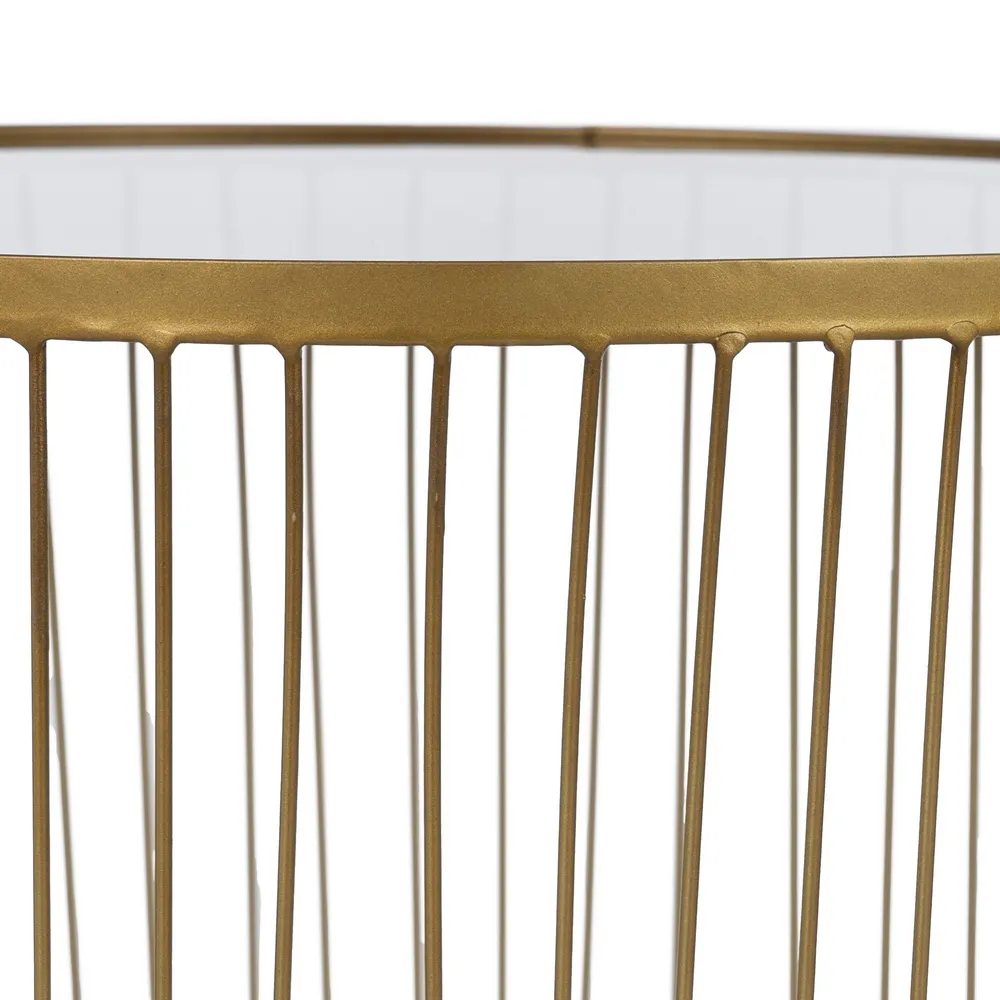 Set 2 măsuțe Ixia cu structură aurie, blat sticlă și bază marmură [7]