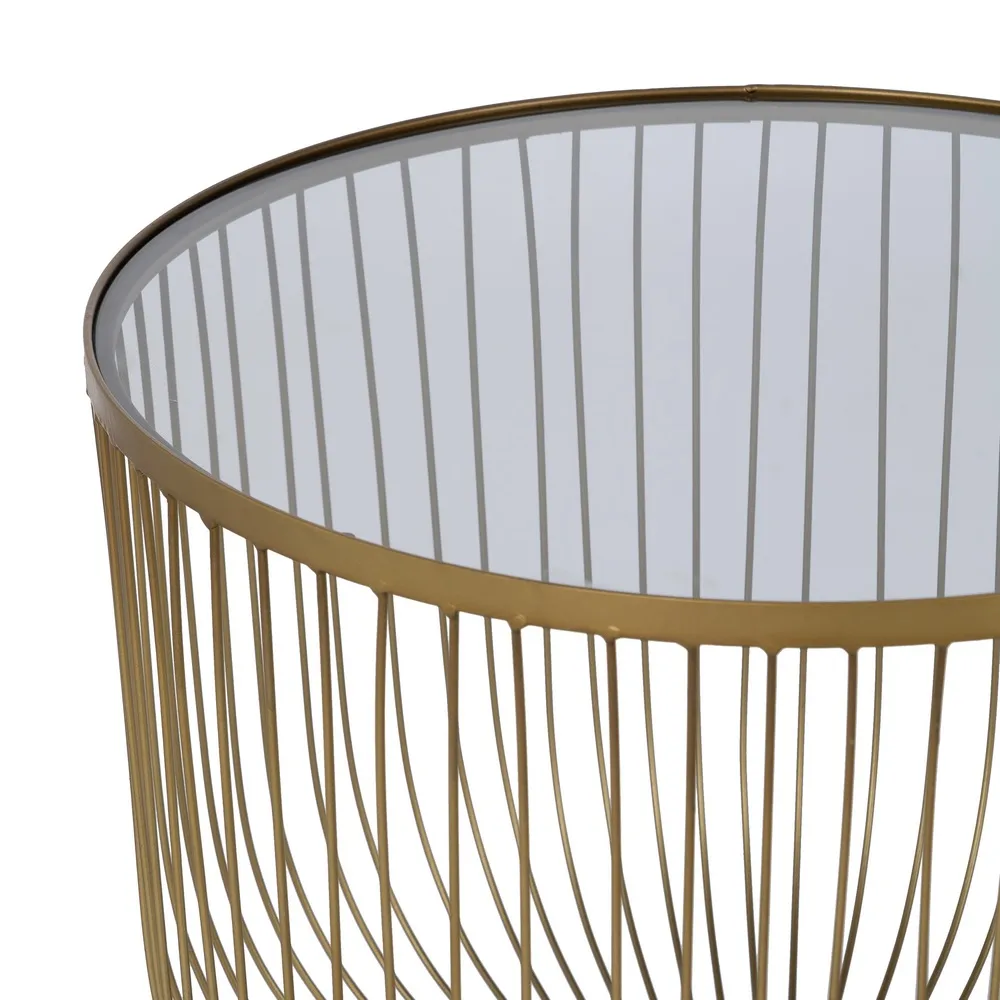 Set 2 măsuțe Ixia cu structură aurie, blat sticlă și bază marmură [5]