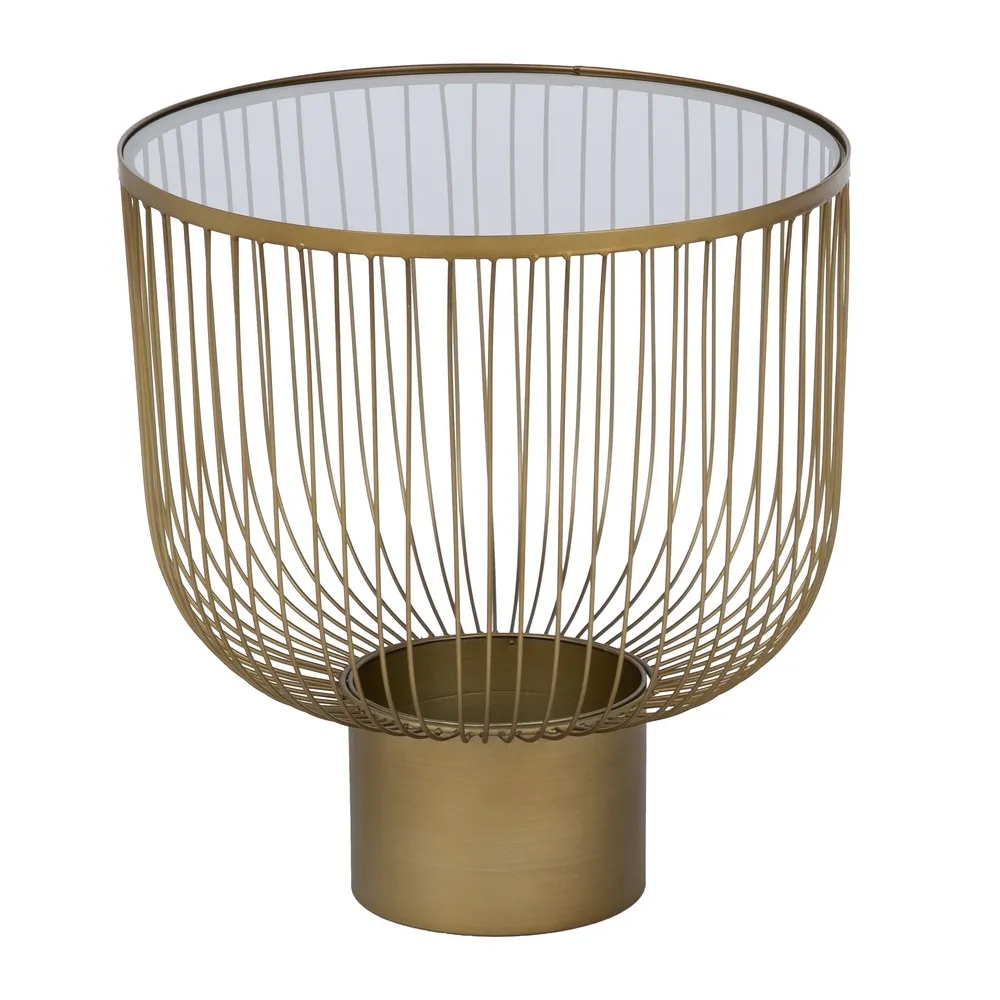 Set 2 măsuțe Ixia cu structură aurie, blat sticlă și bază marmură [3]