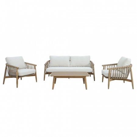 Set mobilier living 1+2+1 natural alb Corda cu lemn și frânghie [2]