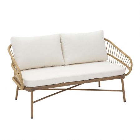 Set mobilier living 1+2+1 natural Cave cu rattan și aluminiu [3]